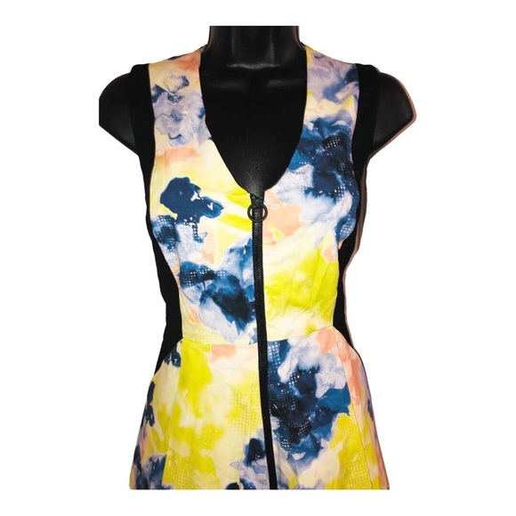 Ellen Tracy good sport floral matrix multi zip front sleeveless dress size 6 new - Picture 12 of 16